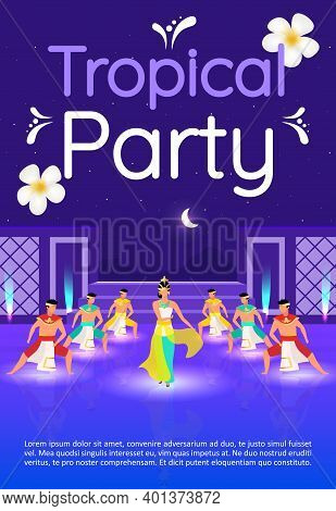 Tropical Party Brochure Template. Oriental Culture Festival. Flyer, Booklet, Leaflet Concept With Fl