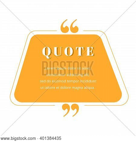 Quote Blank Frame Vector Template. Orange Gradient Speech Bubble. Quotation, Citation Text Box Desig