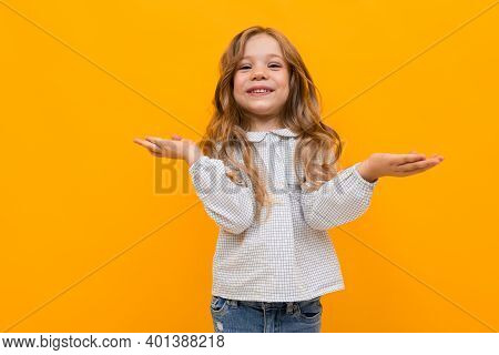 Pretty Caucasian Girl Is Embrassed Isolated On Yellow Background