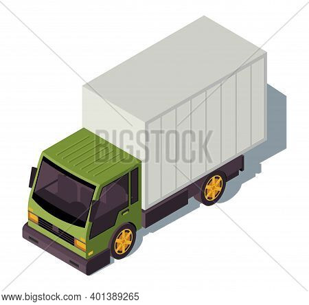 Autotruck Isometric Color Vector Illustration. City Transport Infographic. Commercial Vehicle. Motor