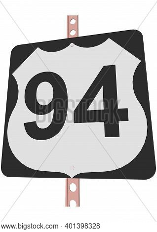 Us Route Sign With A Black Frame Filled With White, Black And White Shield Sign With Route Number, V