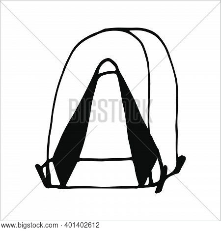 Hand Drawn Vector Camp Tent Clip Art. Isolated On White Background Drawing For Prints, Poster, Cute