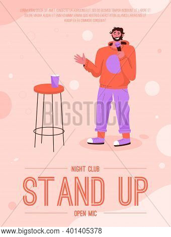 Vector Poster Of Stand Up Open Mic At Night Club Concept