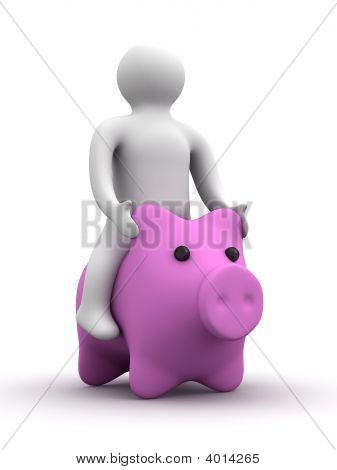 Person overskrævs en gris. Isolerede 3D billede