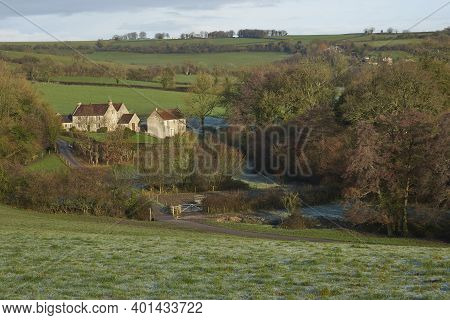 Winter In The Woolley Valley, An Area Of Outstanding Natural Beauty In The Cotswolds On The Outskirt