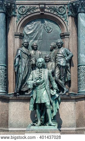 Fragment Of Monument To Austrian Empress Maria Theresa In Vienna. Cabinet Of Ministers Of The Empres