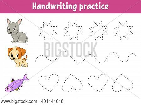Handwriting Pactice. Education Developing Worksheet. Activity Page. Color Game For Children. Isolate