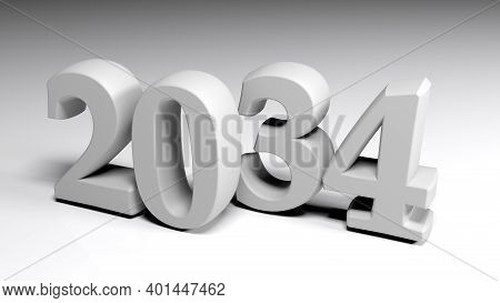 2034 Gray Write On Gray Background - 3d Rendering Illustration