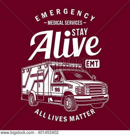 Ambulance Van Vector Graphic, Ambulance Van Graphic T-shirt