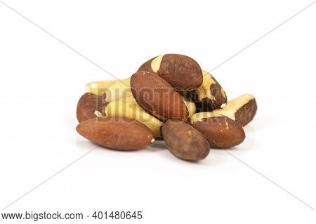 Brazil Nut Bertholletia Excelsa On A White Background, Isolated.