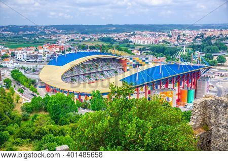Leiria, Portugal, June 22, 2017: Estadio Dr. Magalhaes Pessoa Football Stadium Building Top Aerial V