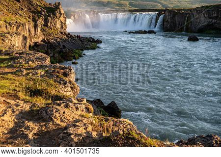 A View Of Godafoss, One Of Most Beautiful Waterfalls In Iceland