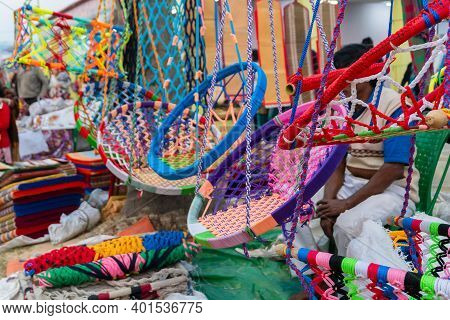 Haning Chairs, Hammocks And Swings, Handicraft Products Being Sold At Hastashilpomela Or Handicrafts