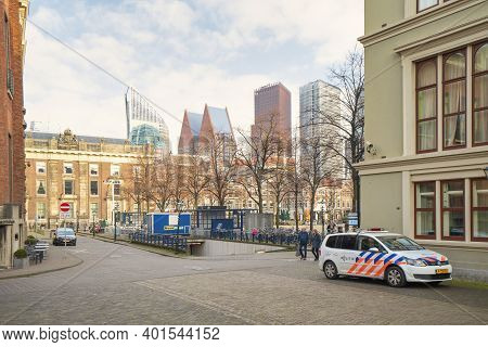 The Hague, The Netherlands - November 10, 2020: In The Center Of The Hague, The Police Are Vigilant,
