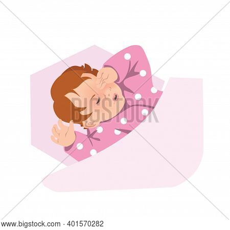 Сhild Is Naughty And Crying In The Crib. Isolated On White Background.