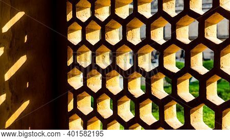 Light Coming Through The Stone Lattice Window