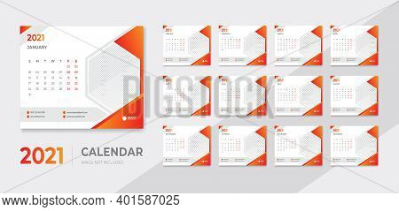Modern Desk Calendar 2021 Simple Design Template Vector