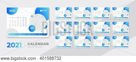 Modern Desk Calendar 2021 Simple Design Template Vector