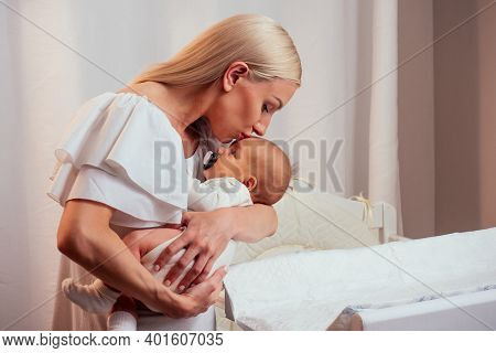 Manual Breast Pump, Mothers Breast Milk Giving Healthy Food For Newborn Baby
