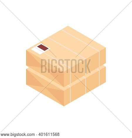 Isometric Wooden Furniture Production Process Composition With Wooden Goods Packed For Shipping Vect