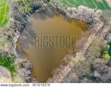 Aerial View Of Settlement Sklenka By Predbor Near Prague By Big Pond - Velky Rybnik