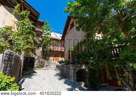 Small Medieval Village Venosc In French Alps In Summer, Ecrins Mountain Range, Isere, France
