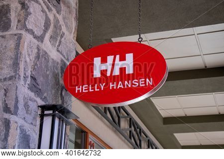Whistler, Canada - July 5,2020: View Of The Entrance Of Helly Hansen Store In Whistler Village