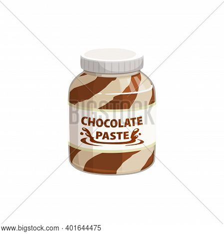 Chocolate Spread In Jar, Cream Of Hazelnut, Cocoa And Nougat Duo Butter Paste, Vector Icon. Chocolat