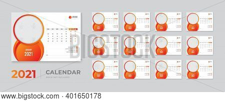 Creative Modern Desk Calendar 2021 Design Template Vector