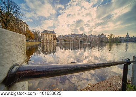 The Hague, The Netherlands - November 10, 2020: Cityscape Of The Hague With The Historic Mauritshuis