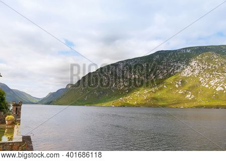 Glenveagh National Park, Donegal In Northern Ireland. Beautiful Rough Landscape With Green Moss Fore