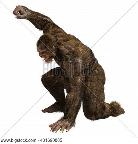 3D Rendering Sasquatch On White