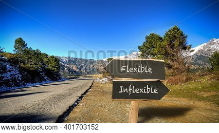 Street Sign The Direction Way To Flexible Versus Inflexible