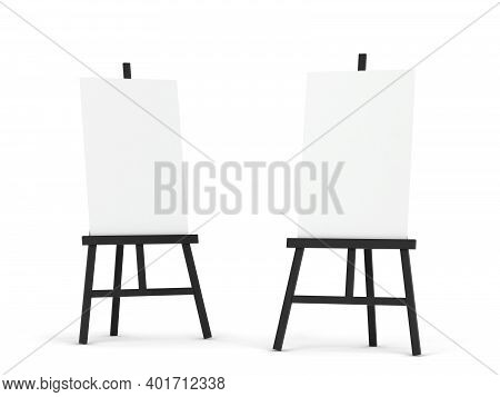 Blank Easel Mockup. 3d Illustration Isolated On White Background