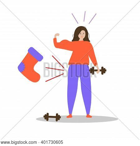 Magic Kick Of A Girl To Achieve Her Goal. Vector Illustration. Motivation.