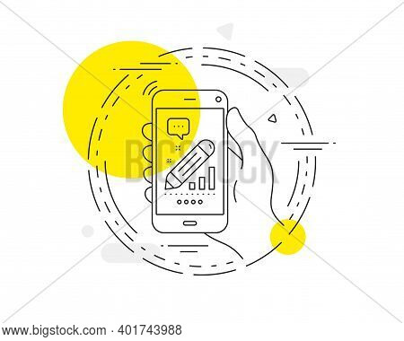 Edit Statistics Line Icon. Mobile Phone Vector Button. Pencil Chart Sign. Seo Management Symbol. Edi