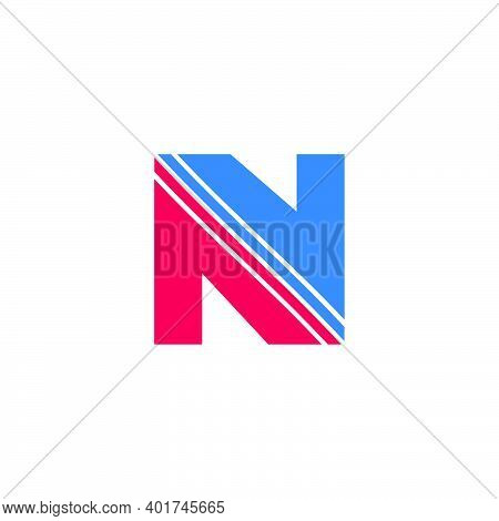 Letter N Stripes Motion Geometric Colorful Logo Vector