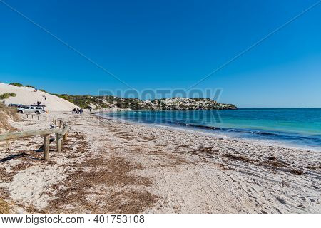 Jurien Bay, Wa / Australia - 07/11/2020 Sandy Cape Recreation Park With White Sand, Turquoise Water,
