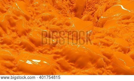 Hyper Realistic Melting Glossy And Shiny Yellow Formless Plastic Paint Liquid Background, Abstract B