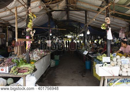 Thai Local People And Foreign Travelers Travel Visit And Select Buy Food Product From Local Market B