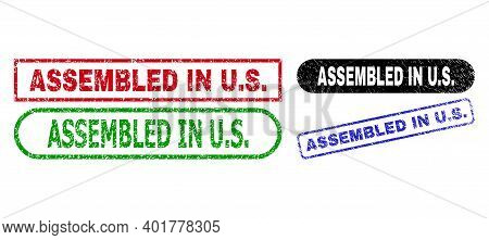 Assembled In U.s. Grunge Seals. Flat Vector Grunge Watermarks With Assembled In U.s. Caption Inside 