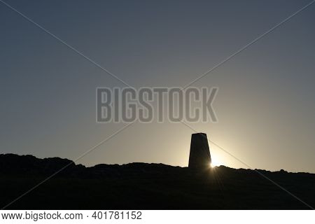 Trig Point Aka Triangulation Station At The Hilltop Summit Of The Worcestershire Beacon Near Malvern
