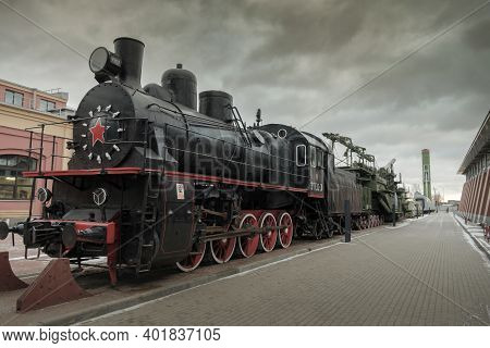 Russia, Saint Petersburg, Russian Railway Museum, February 2020: Selective Focus Em 730-31 Cargo Ste