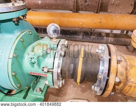 Pipeline With Vibration Absorber Member. Underground Concrete Shafts With Gate Valve And  Armature B