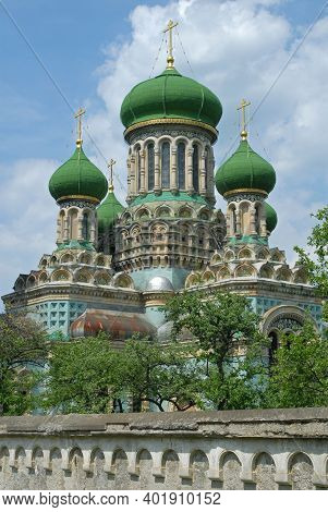 Bila Krynytsia - Assumption Cathedral Against Blue Sky Background