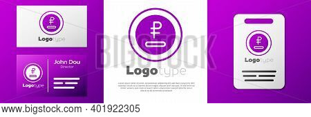 Logotype Rouble, Ruble Currency Coin Icon Isolated On White Background. Russian Symbol. Logo Design 