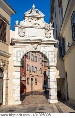 The Porta Balbi In Rovinj, Croatia, An Old Venetian City Gate