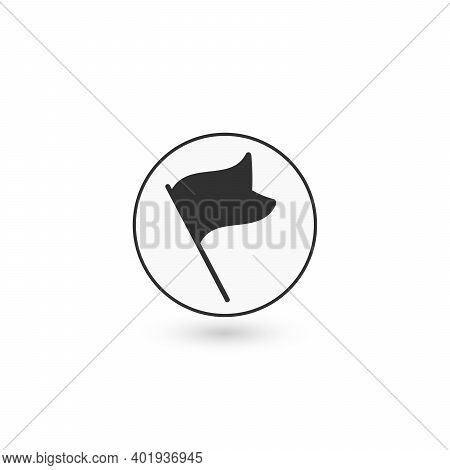 Line Flag Icon, Gps Road Map Marker. Spot Or Target Pin. Stock Vector Illustration Isolated On White