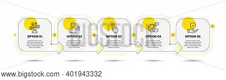 Insurance Hand, Reject Click And Edit User Line Icons Set. Timeline Process Flowchart. Quiz Test Sig