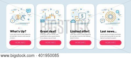 Set Of Finance Icons, Such As Bitcoin Mining, Candlestick Graph, Payment Received Symbols. Mobile Sc
